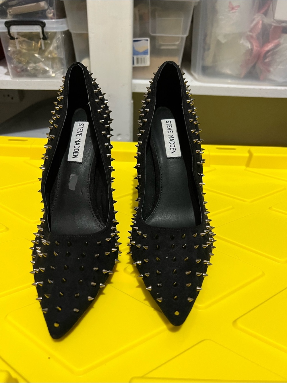 Steve Madden Black Pointed-Toe Spike Heels